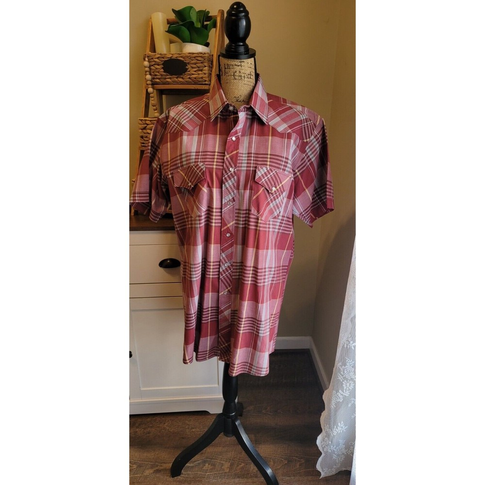 White Horse Pearl Snap Button Down Western Shirt Size Large